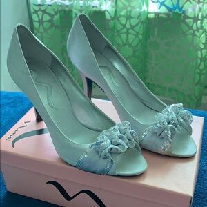 Elegant Silver Peep-Toe Heels (3.5”)